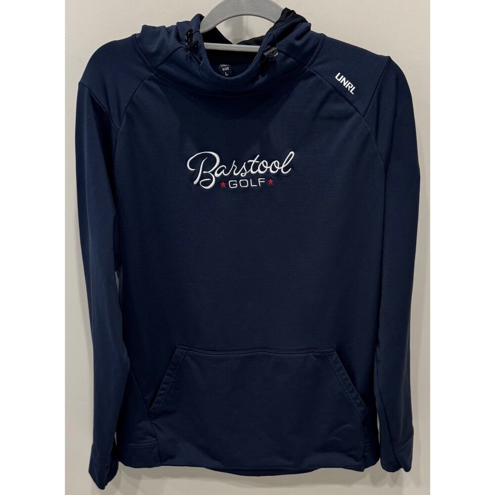 BARSTOOL GOLF - UNRL GOLF HOODIE HOODED SWEATSHIRT - MEN'S LARGE - NAVY